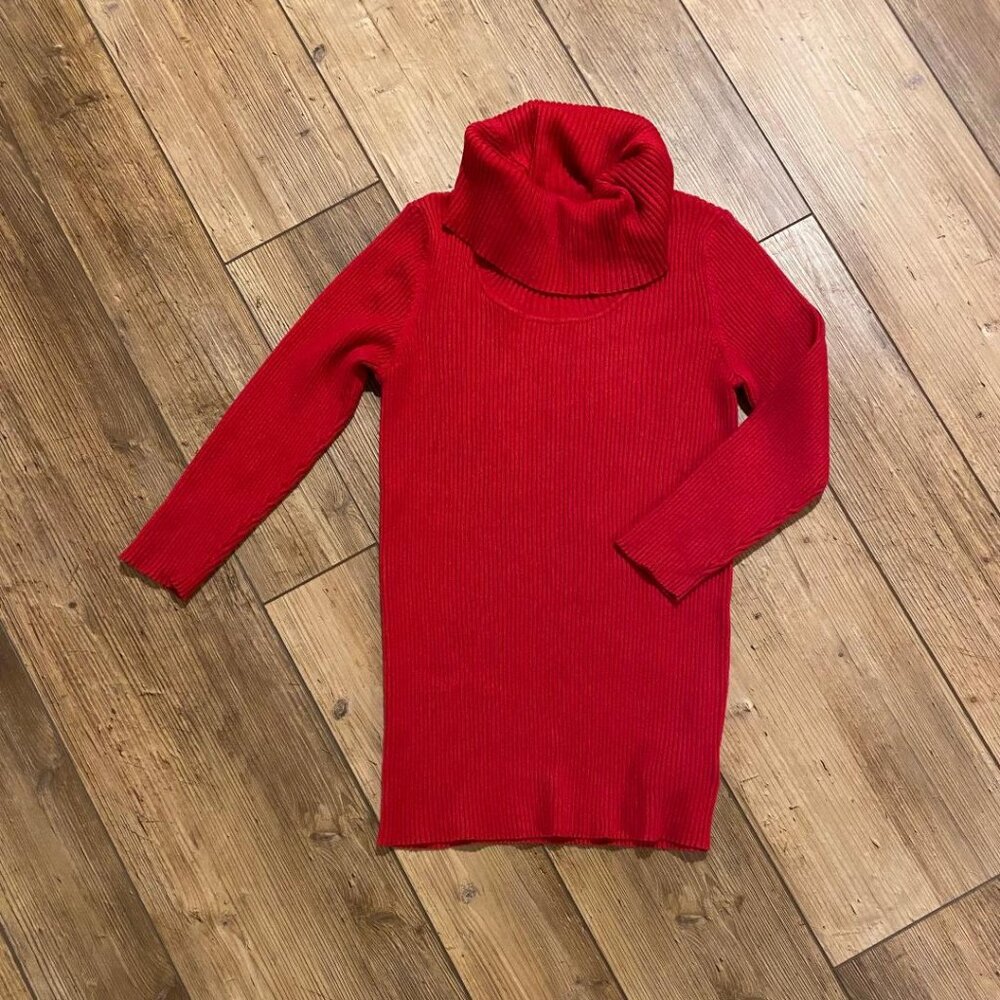 PETER NYGARD Sweater Womens Ribbed Red Cowl Neck 3/4 Sleeve Top Size Medium